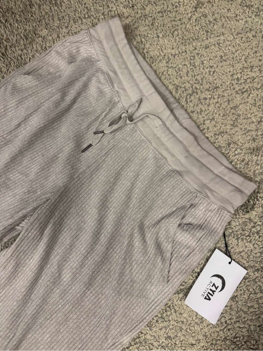 ZYIA Light Gray Ribbed Sweatpants